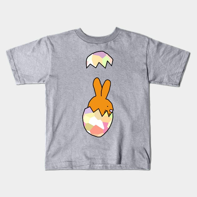 Cute Bunny popping out of Funny Easter Egg Kids T-Shirt by ellenhenryart